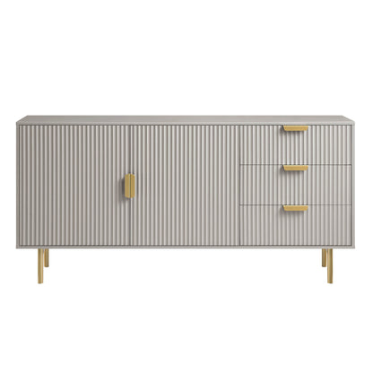 Grand buffet strié Richmond, taupe mat