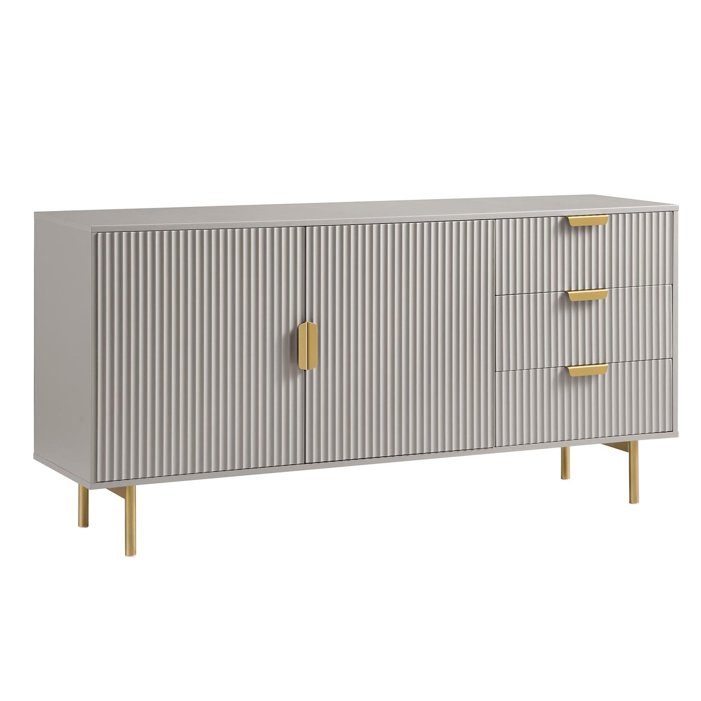 Grand buffet strié Richmond, taupe mat