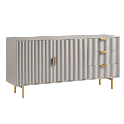 Grand buffet strié Richmond, taupe mat