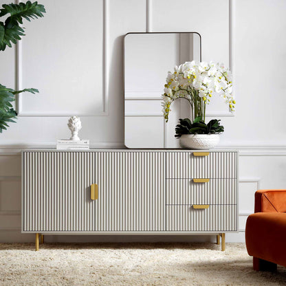 Grand buffet strié Richmond, taupe mat