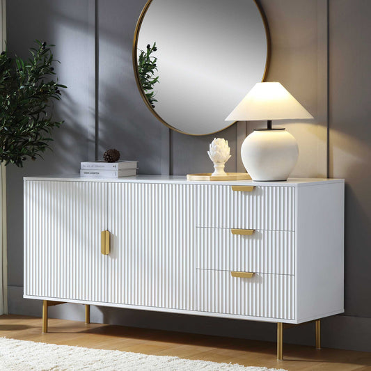 Buffet Richmond Ridged, grand format, blanc mat