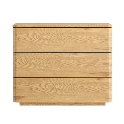 Commode 3 tiroirs à bords incurvés Agnes, naturel