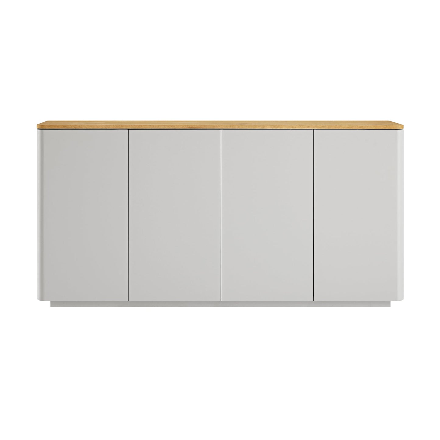 Buffet Agnes à bords incurvés, 59 po de large, gris tourterelle, plateau en chêne