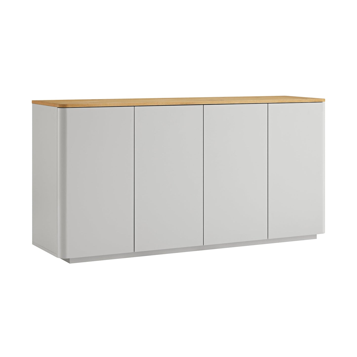 Buffet Agnes à bords incurvés, 59 po de large, gris tourterelle, plateau en chêne