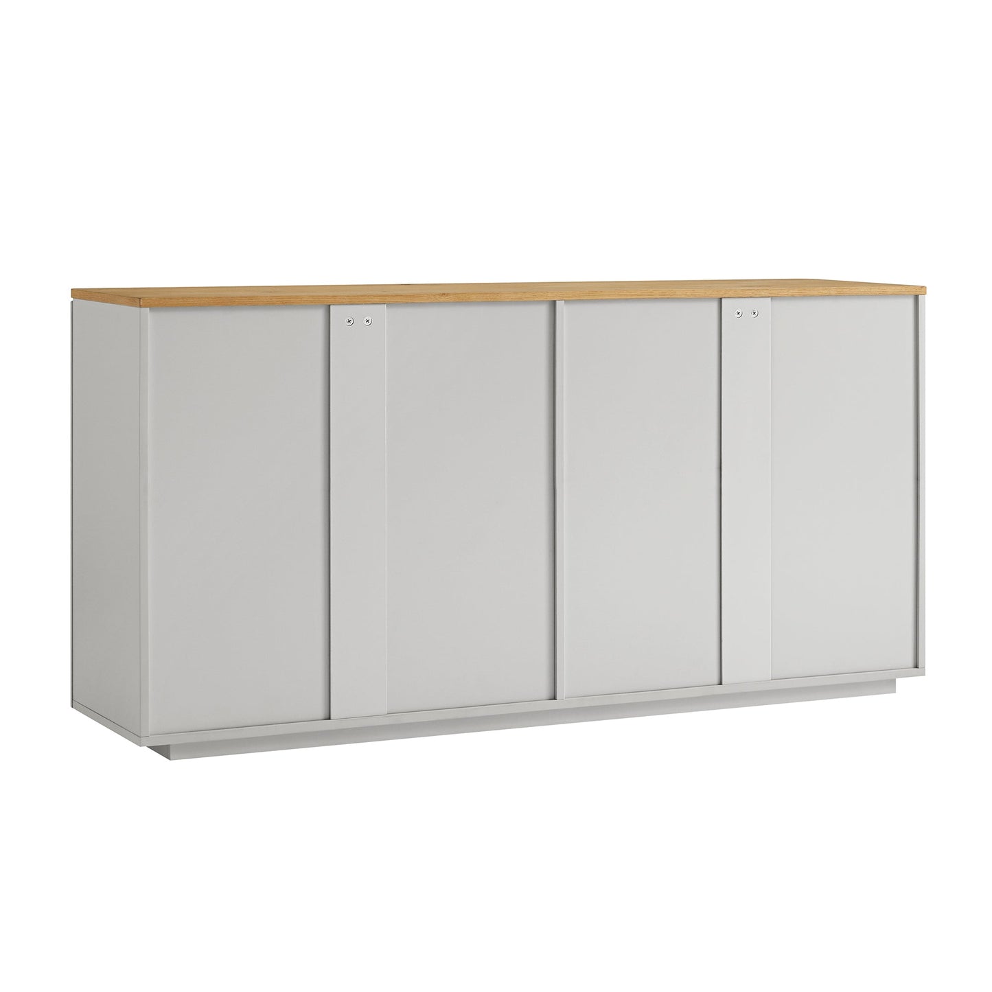 Buffet Agnes à bords incurvés, 59 po de large, gris tourterelle, plateau en chêne