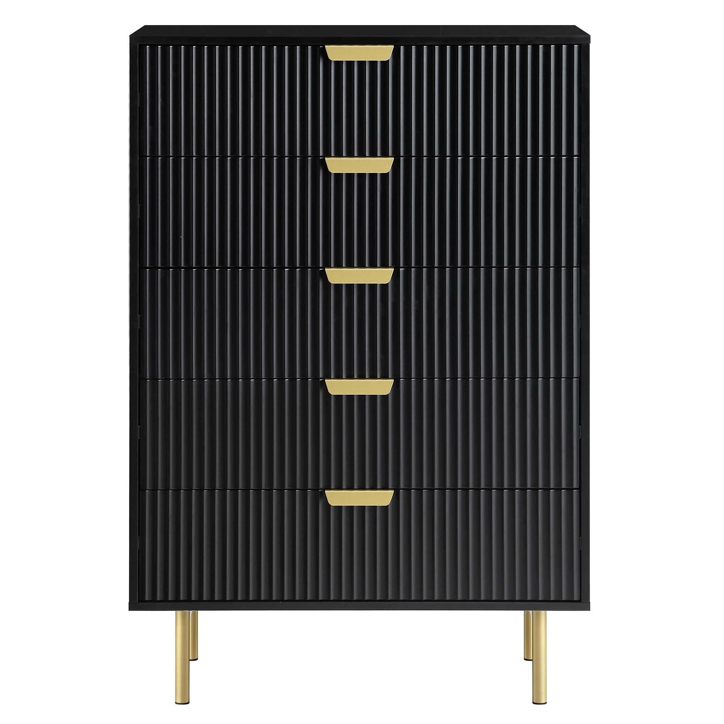 Commode Richmond Ridged à 5 tiroirs, noir mat