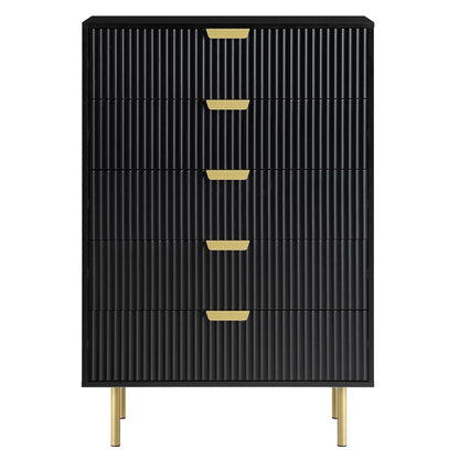 Commode Richmond Ridged à 5 tiroirs, noir mat