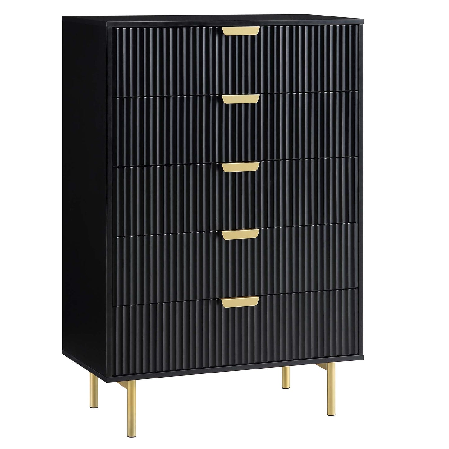 Commode Richmond Ridged à 5 tiroirs, noir mat
