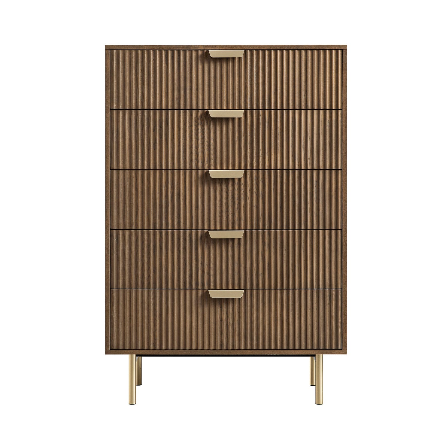 Commode striée à 5 tiroirs Richmond, frêne foncé