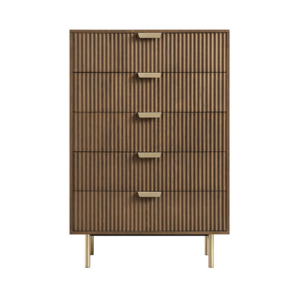 Commode striée à 5 tiroirs Richmond, frêne foncé