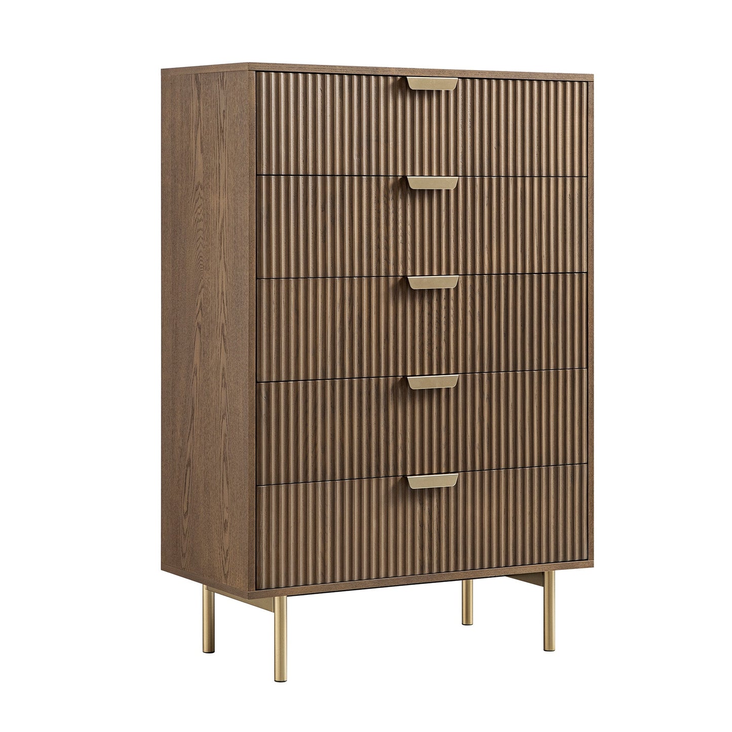 Commode striée à 5 tiroirs Richmond, frêne foncé