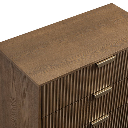 Commode striée à 5 tiroirs Richmond, frêne foncé