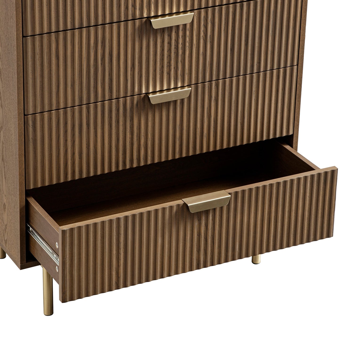 Commode striée à 5 tiroirs Richmond, frêne foncé