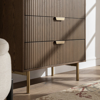 Commode striée à 5 tiroirs Richmond, frêne foncé