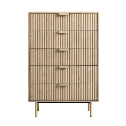 Commode striée à 5 tiroirs Richmond, frêne clair