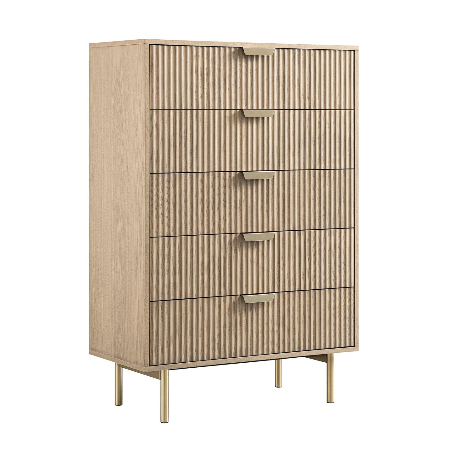 Commode striée à 5 tiroirs Richmond, frêne clair