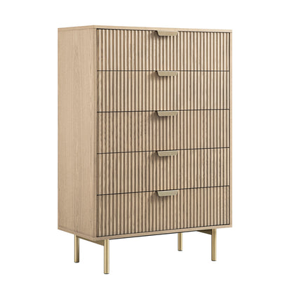 Commode striée à 5 tiroirs Richmond, frêne clair