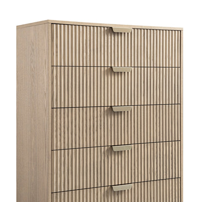 Commode striée à 5 tiroirs Richmond, frêne clair