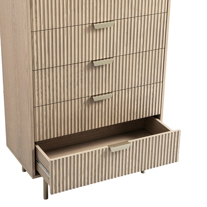 Commode striée à 5 tiroirs Richmond, frêne clair