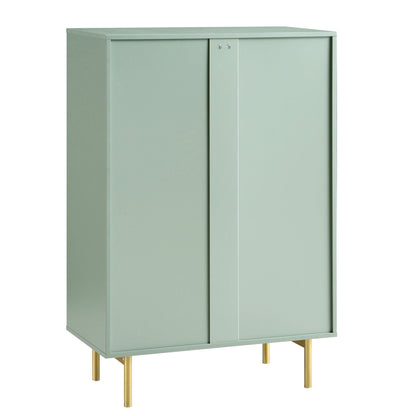 Commode Richmond striée à 5 tiroirs, vert sauge mat
