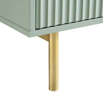 Commode Richmond striée à 5 tiroirs, vert sauge mat
