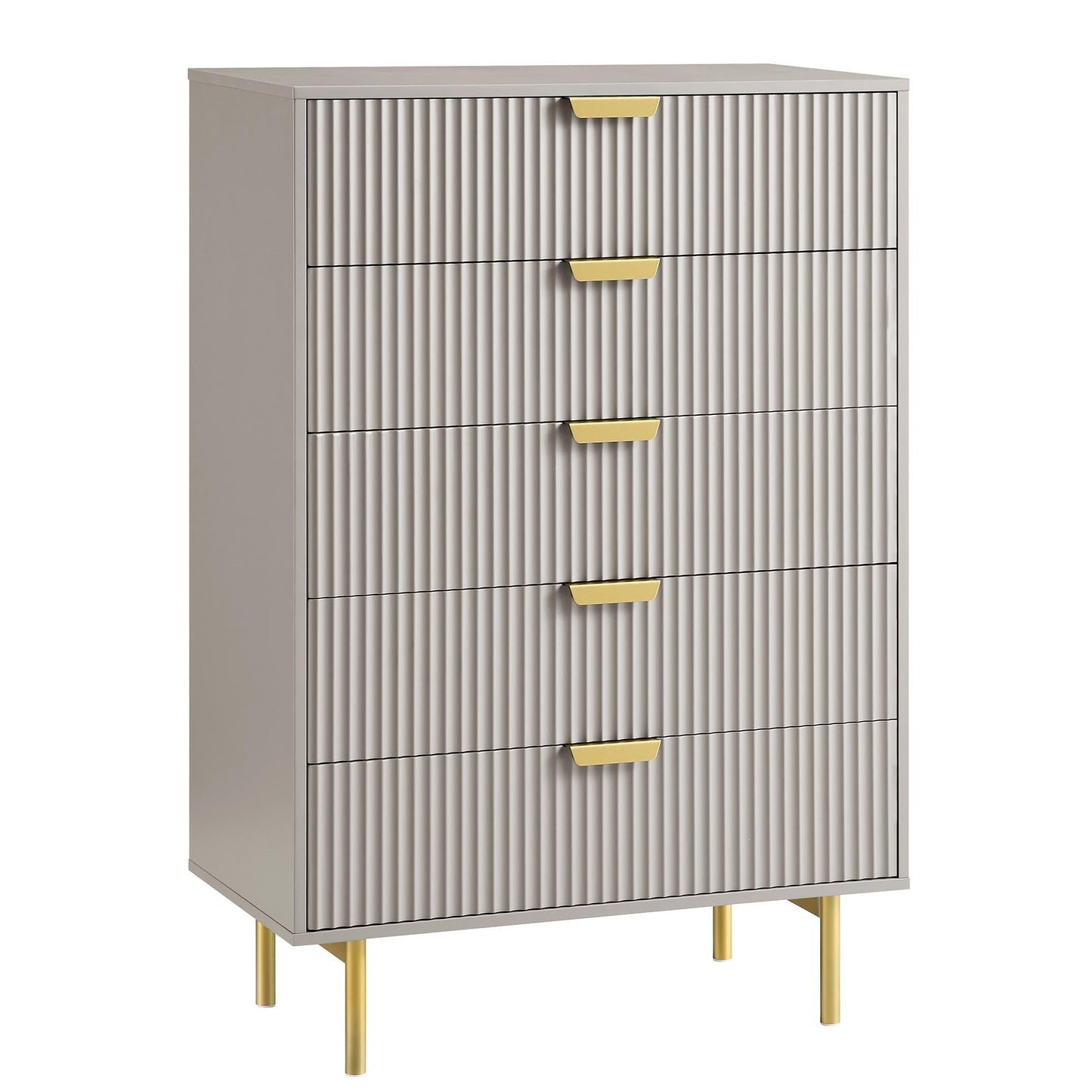 Commode Richmond Ridged à 5 tiroirs, taupe mat