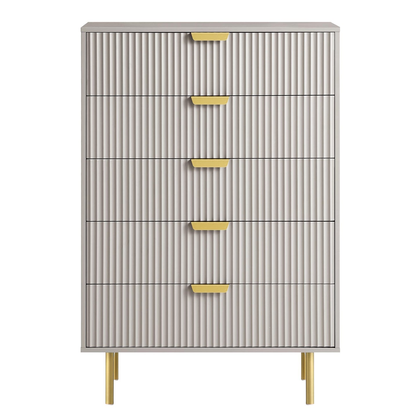 Commode Richmond Ridged à 5 tiroirs, taupe mat