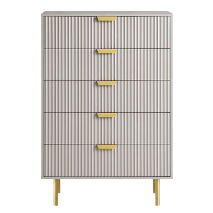 Commode Richmond Ridged à 5 tiroirs, taupe mat