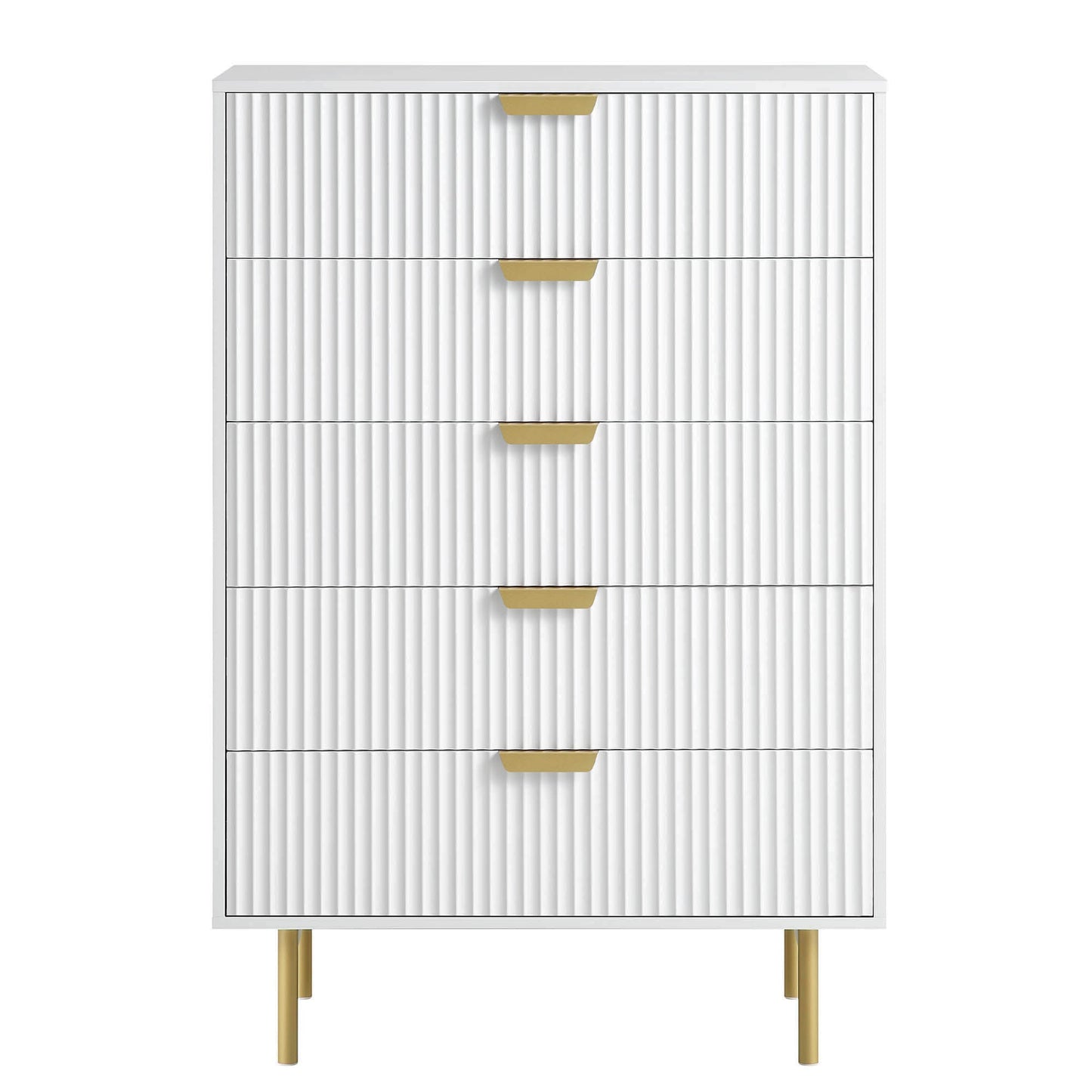 Commode Richmond Ridged à 5 tiroirs, blanc mat