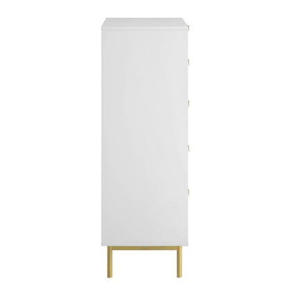 Commode Richmond Ridged à 5 tiroirs, blanc mat