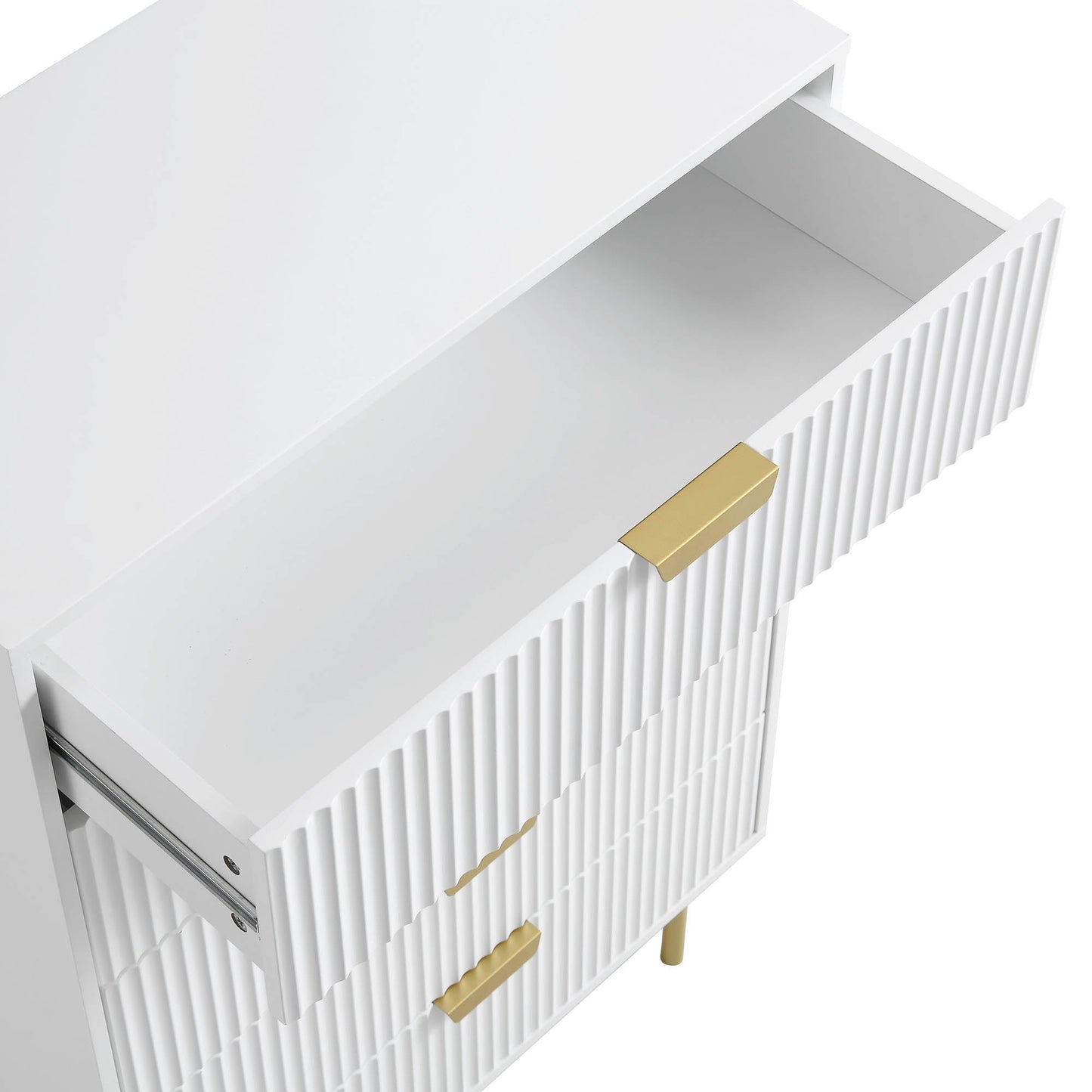 Commode Richmond Ridged à 5 tiroirs, blanc mat