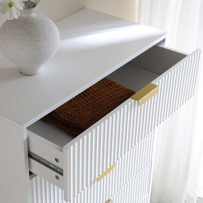Commode Richmond Ridged à 5 tiroirs, blanc mat
