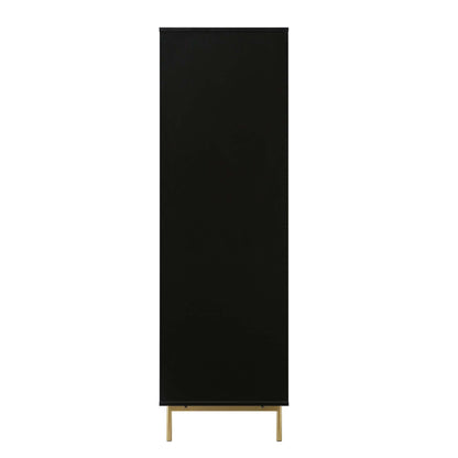 Armoire double Richmond à sillons avec tiroir, noir mat