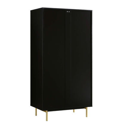 Armoire double Richmond à sillons avec tiroir, noir mat