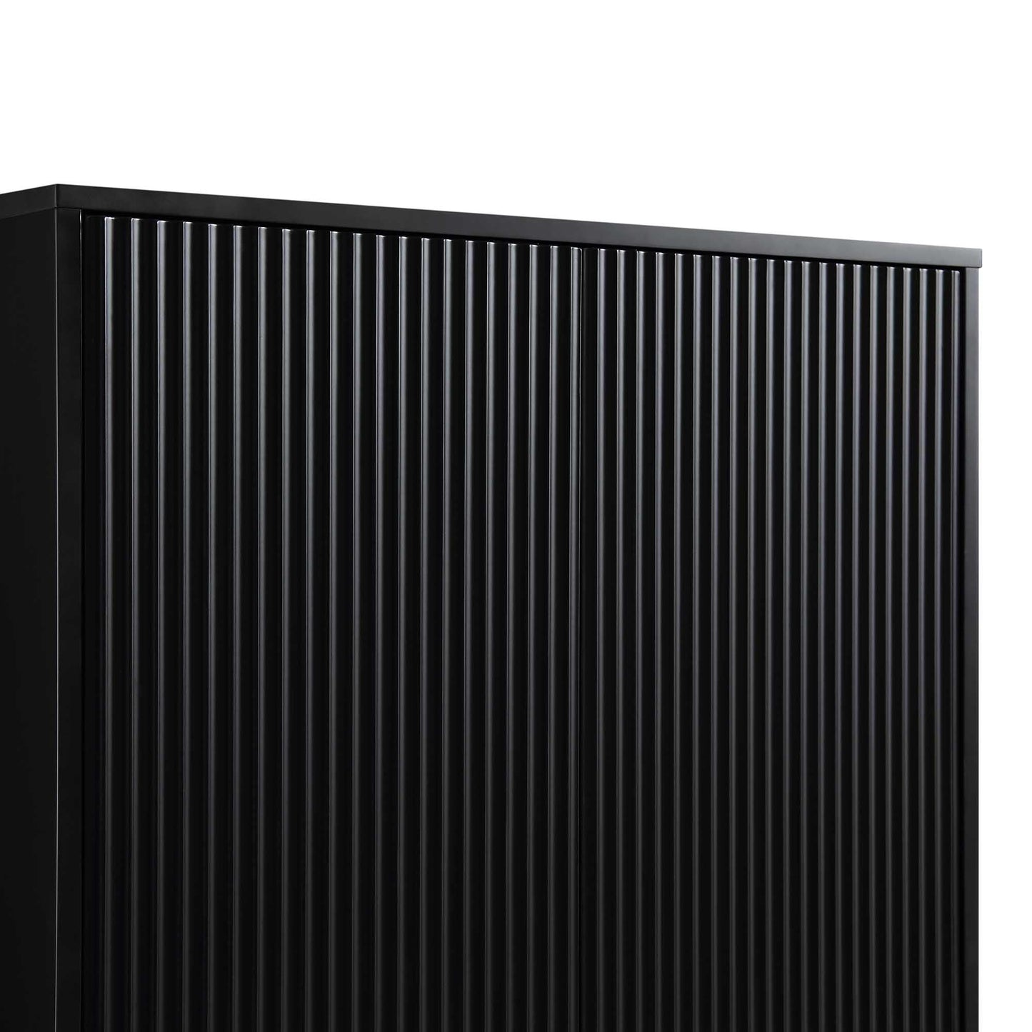 Armoire double Richmond à sillons avec tiroir, noir mat