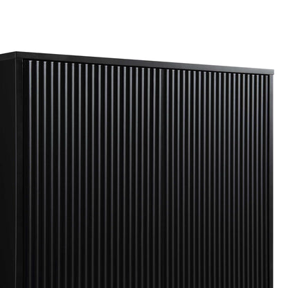 Armoire double Richmond à sillons avec tiroir, noir mat