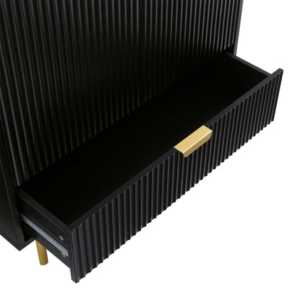 Armoire double Richmond à sillons avec tiroir, noir mat