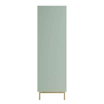 Armoire double Richmond striée avec tiroir, vert sauge mat