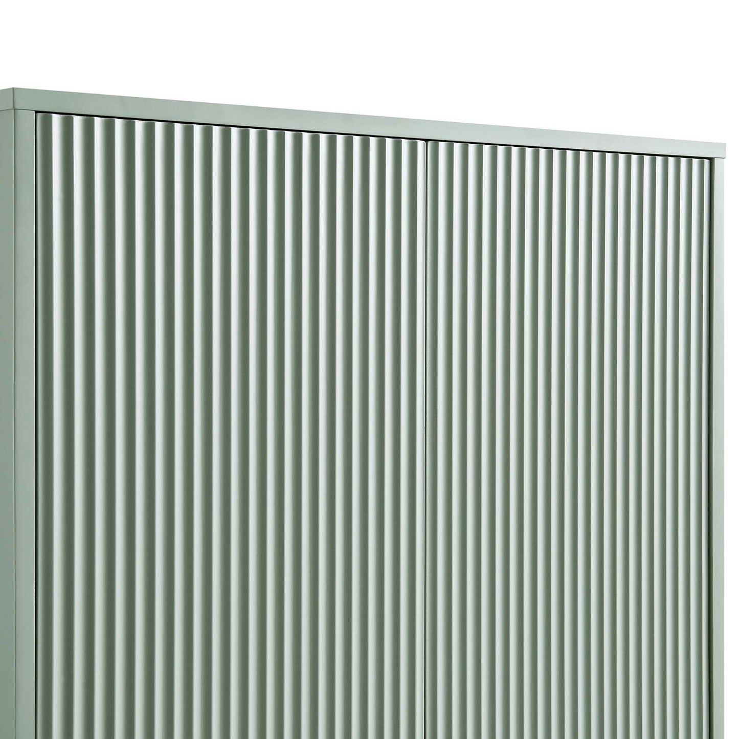 Armoire double Richmond striée avec tiroir, vert sauge mat