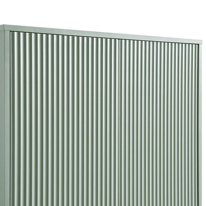 Armoire double Richmond striée avec tiroir, vert sauge mat