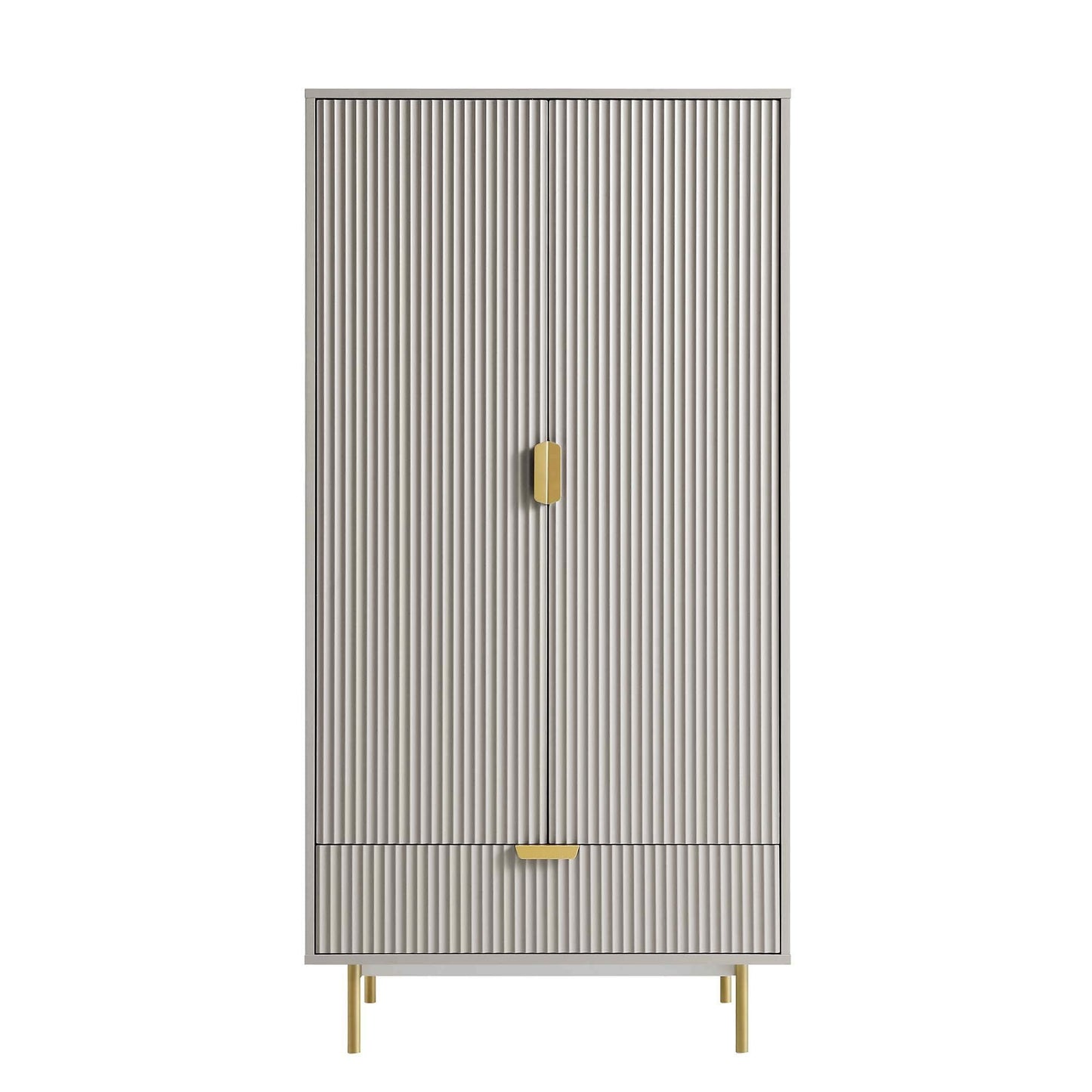 Armoire double Richmond à sillons avec tiroir, taupe mat