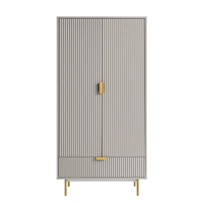 Armoire double Richmond à sillons avec tiroir, taupe mat