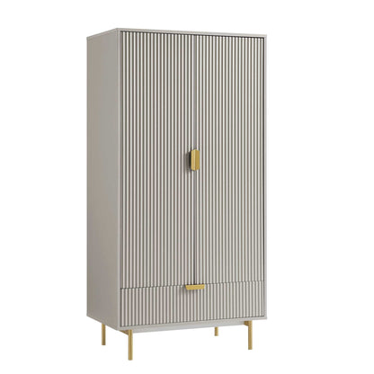 Armoire double Richmond à sillons avec tiroir, taupe mat