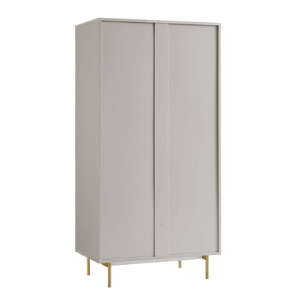 Armoire double Richmond à sillons avec tiroir, taupe mat