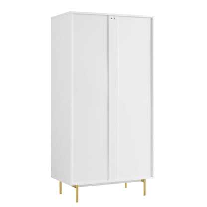 Armoire double Richmond à nervures avec tiroir, blanc mat