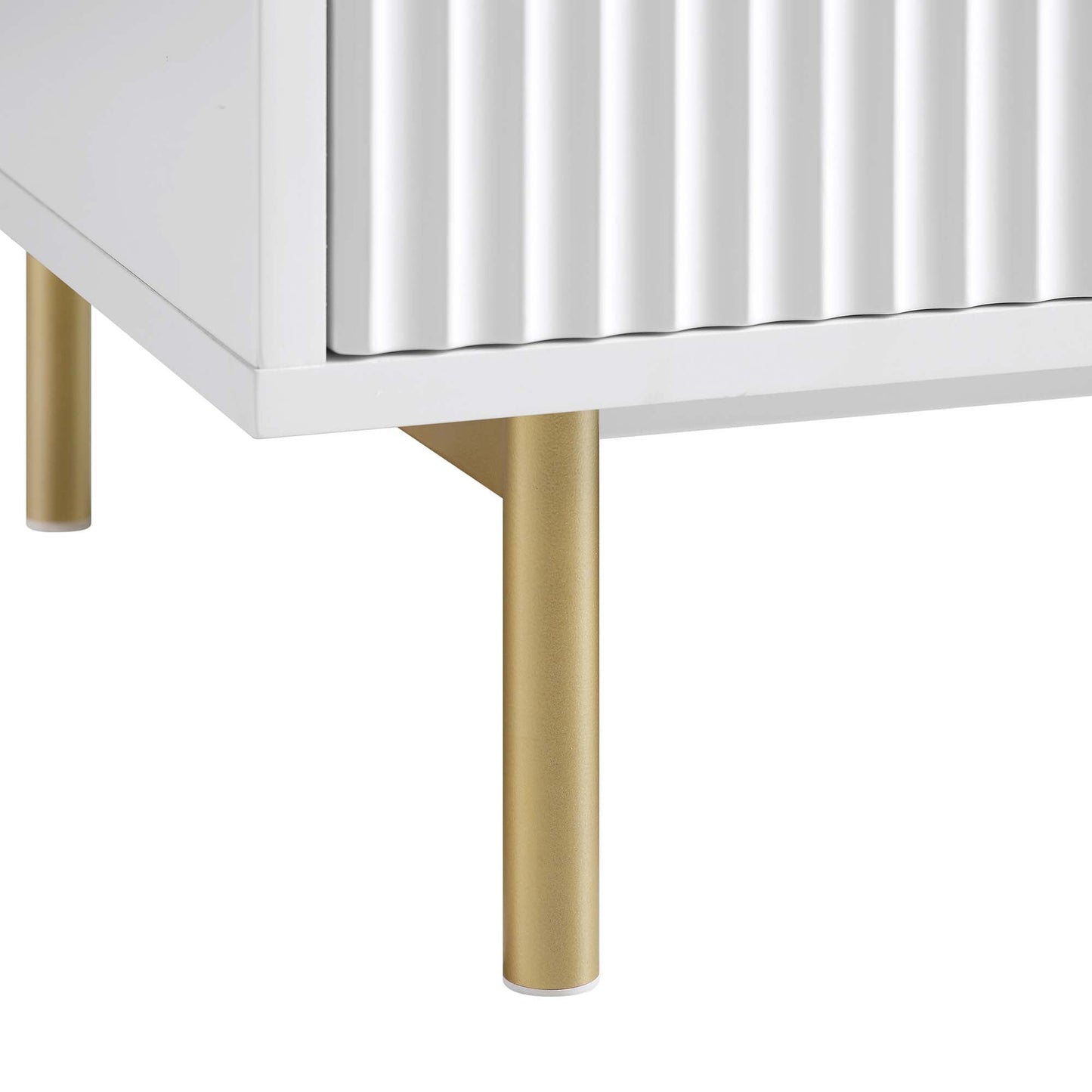 Armoire double Richmond à nervures avec tiroir, blanc mat