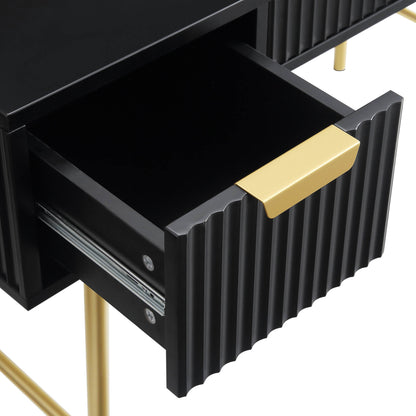 Coiffeuse Richmond Ridged, noir mat