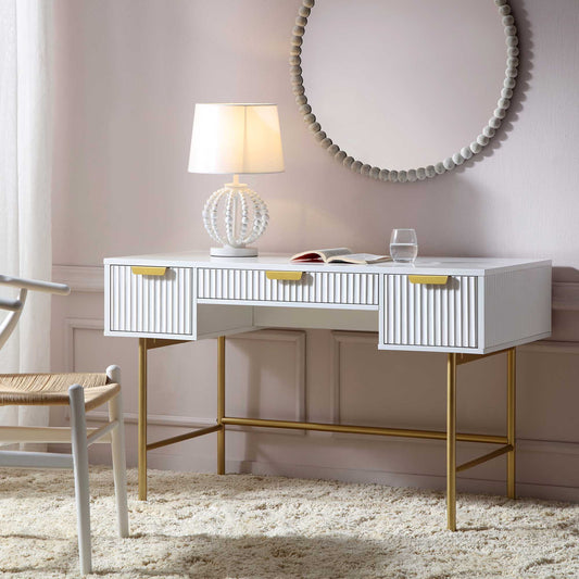 Coiffeuse Richmond Ridged, blanc mat