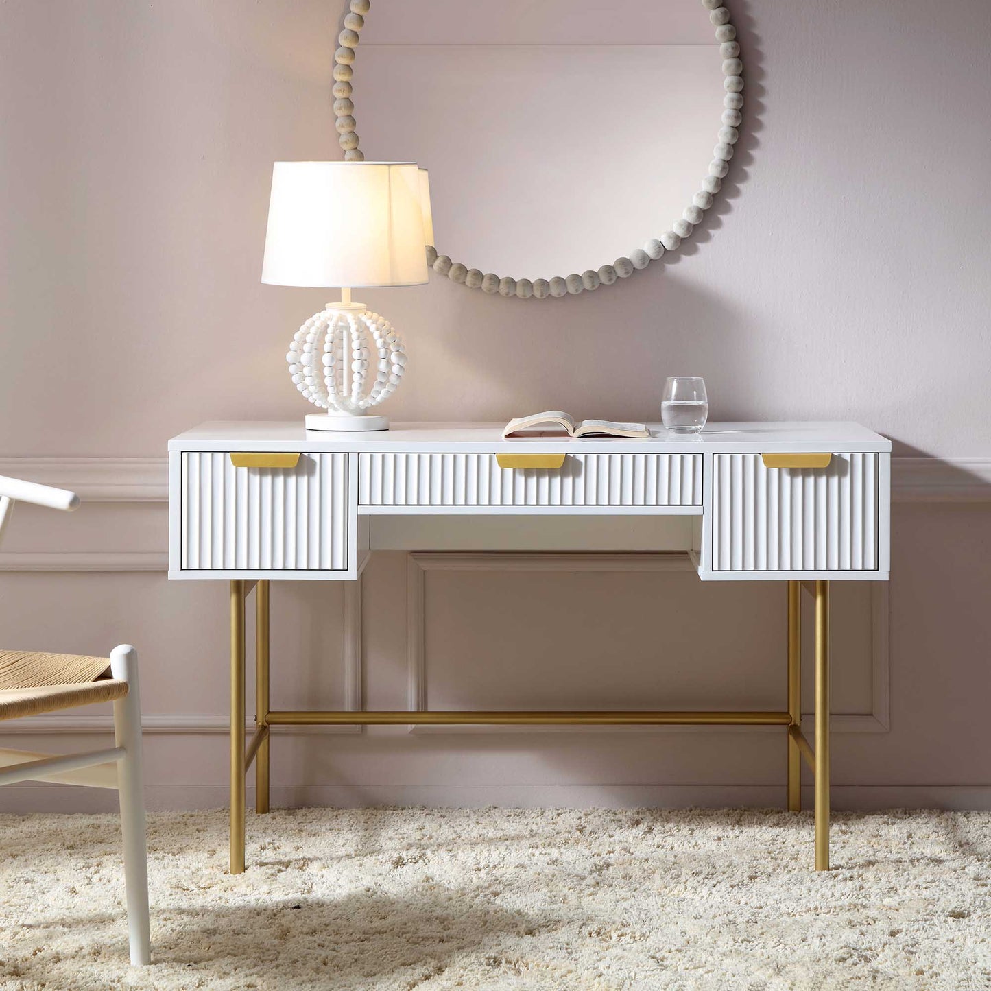 Coiffeuse Richmond Ridged, blanc mat