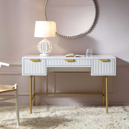 Coiffeuse Richmond Ridged, blanc mat